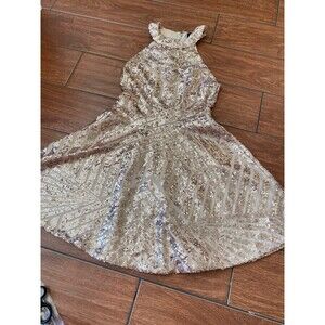 Windsor rose gold sequins skater dress prom XS 14